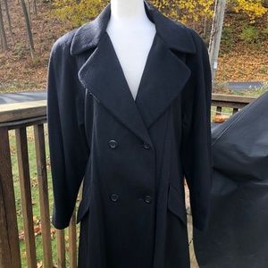 Forecaster of Boston Women's Black Wool Blend Belted Long Dress Overcoat Reg 16
